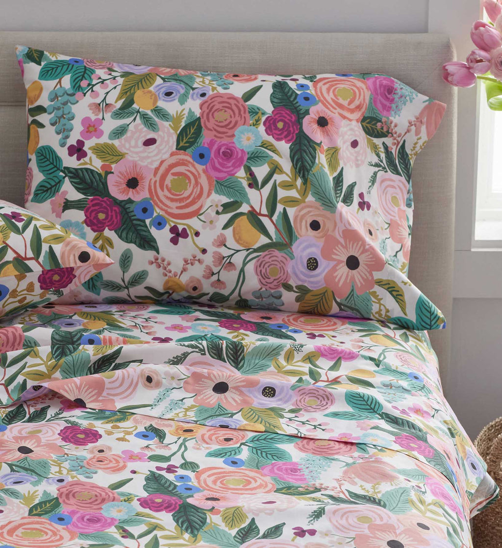 FernPaperCo™ - Percale Fitted Sheet - Garden Party