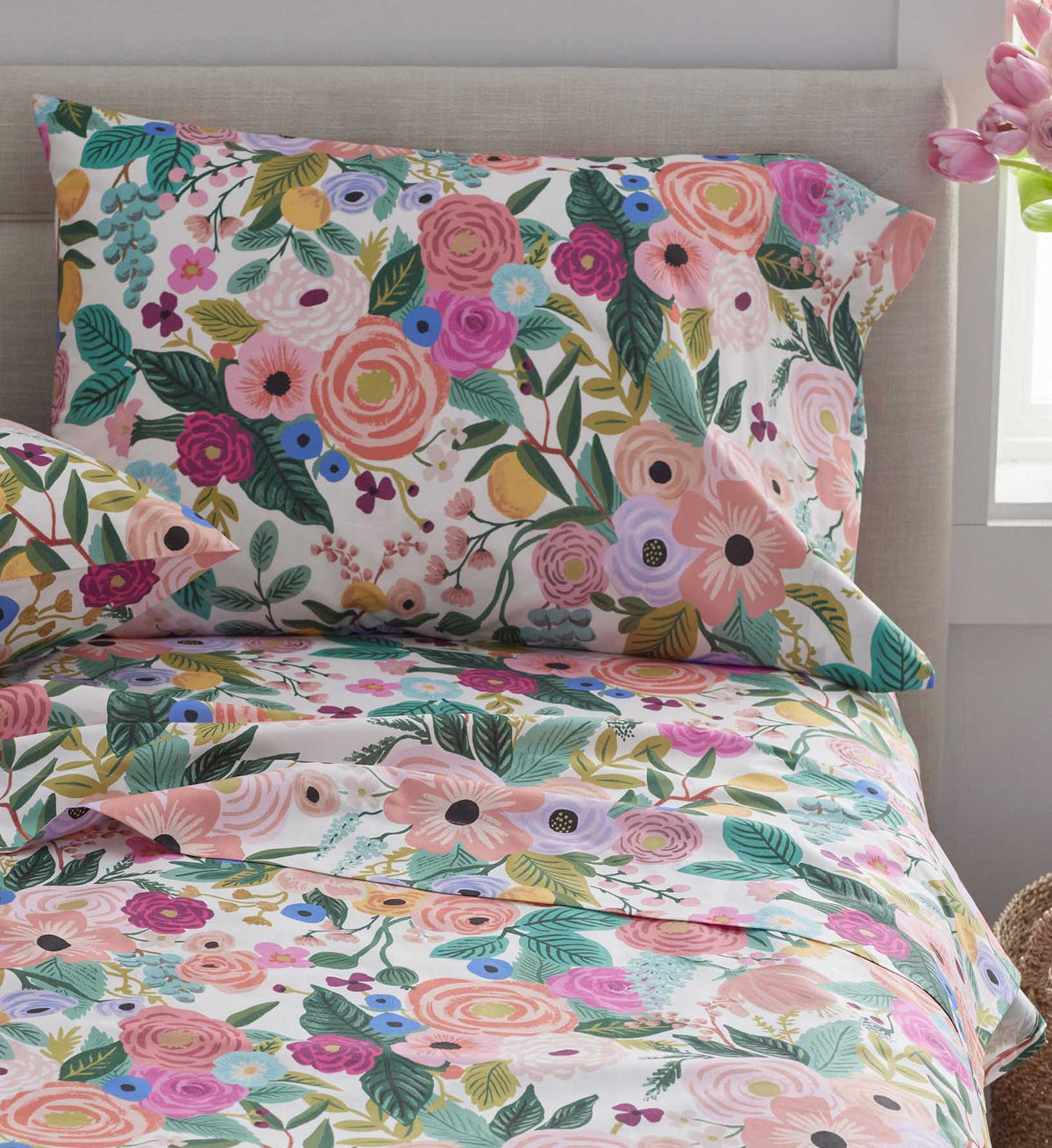 FernPaperCo™ - Percale Fitted Sheet - Garden Party