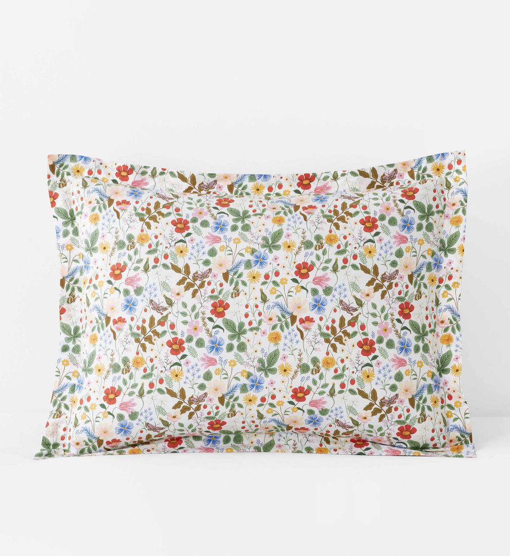 FernPaperCo™ - Percale Sham - Strawberry Fields White