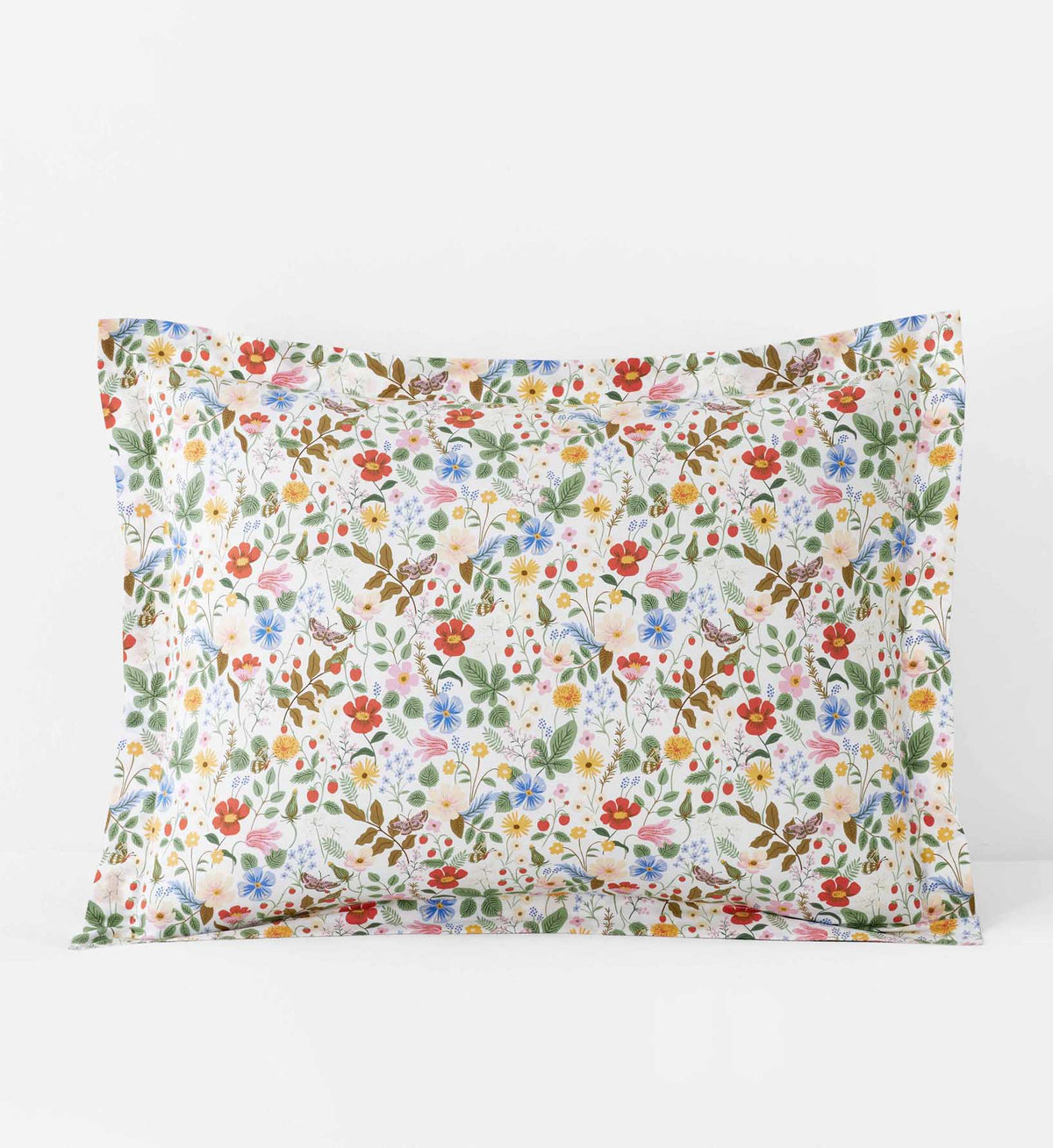 FernPaperCo™ - Percale Sham - Strawberry Fields White