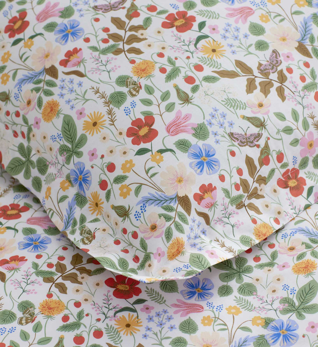 FernPaperCo™ - Percale Sham - Strawberry Fields White