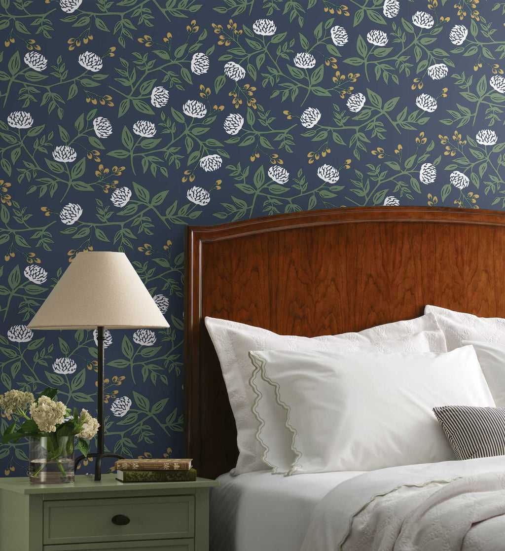 FernPaperCo™ - Peonies Wallpaper - Navy