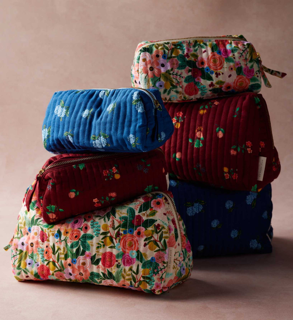 FernPaperCo™ - Quilted Small Cosmetic Pouch - Ditsy Hydrangea